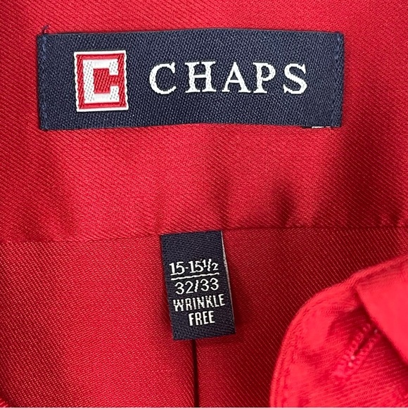 NWT Chaps Men’s Classic Fit Twill Long Sleeve Button down Shirt Crimson - Picture 5 of 8